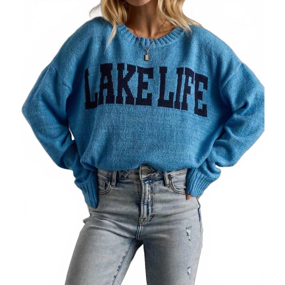 NEW PANACHE lake life lightweight sweater in blue